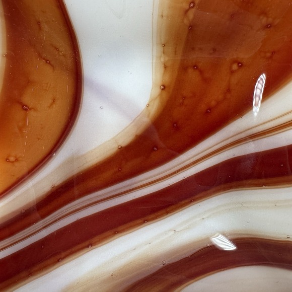 Set of 4 White Orange Red Fused Art Glass Trays 6" by 6" - Picture 7 of 15